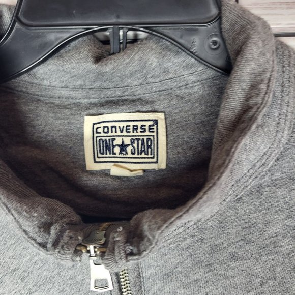 Converse One Star Jacket Men's Extra Large XL Grey Full Zipper 2 Pockets Vintage - Picture 4 of 13